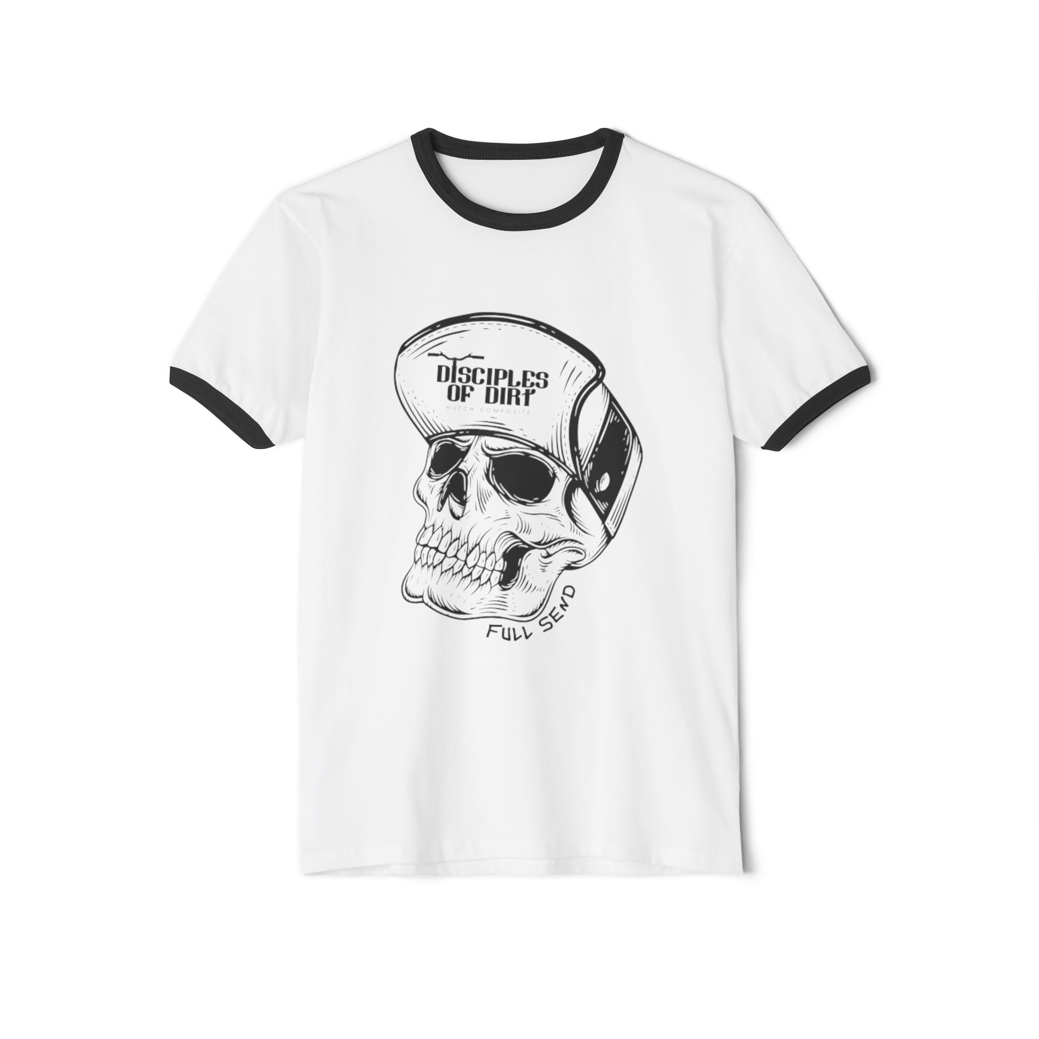 Skull Helmet Ringer T-Shirt — "Disciples of Dirt" Vintage Moto Tee - Image 2