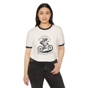 Mountain Biker Ringer T‑Shirt — "Disciples of Dirt" Retro MTB Tee